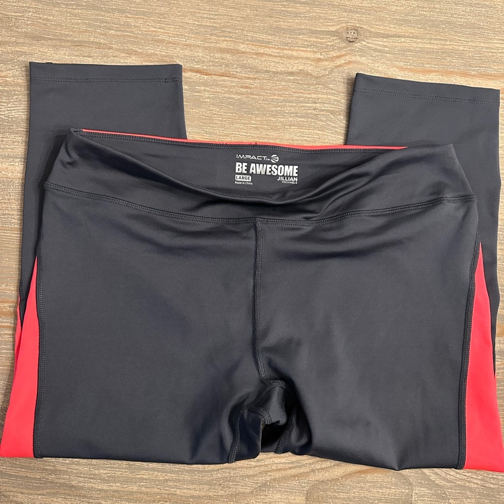 Impact  gray  Stretch Leggings with Wide Waistband. Athletic L